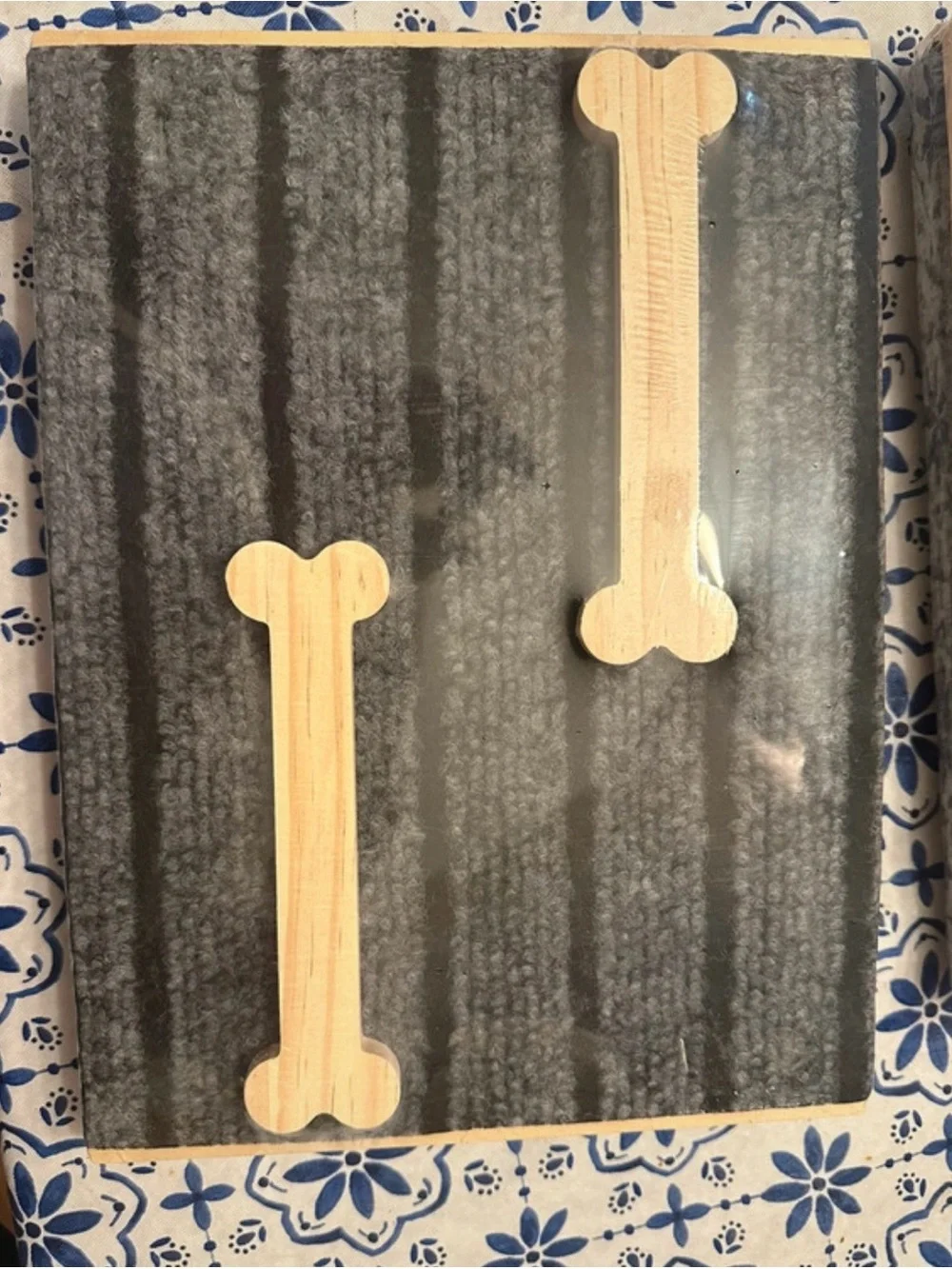 Wooden Pet Ramp with Gray Carpeted Steps for Dogs